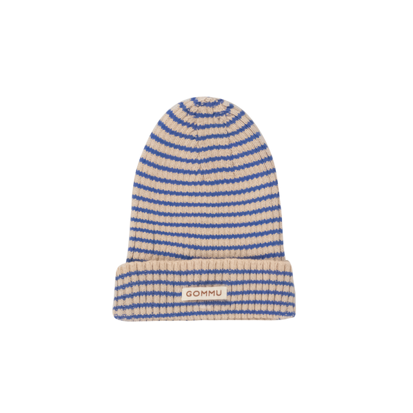 Gommu French Stripes Beanie in light cream / blue