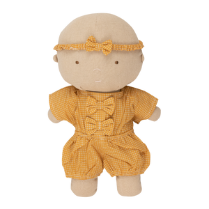 Gommu Romper with Bows and Headband in mustard gingham