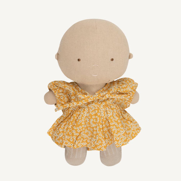 Gommu Dress and Tights in mustard / sand flowers