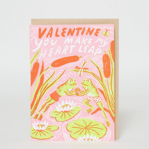 Frog Valentine Mini Letterpress Greeting Card By Phoebe Wahl