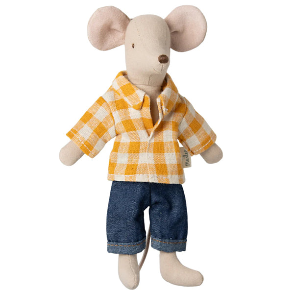 Maileg Dad Mouse Yellow Gingham