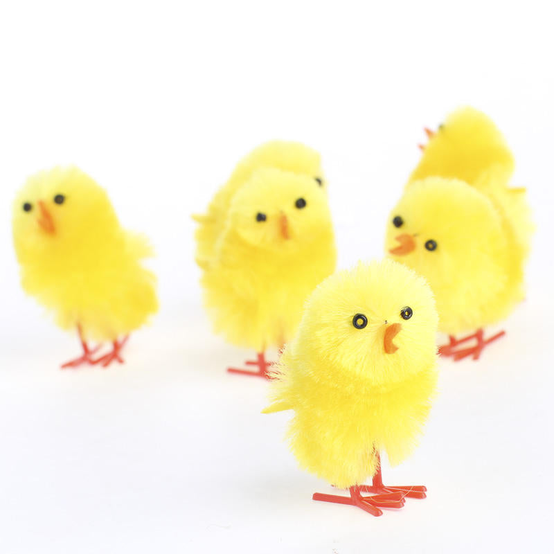 Yellow Fuzzy Chenille Baby Easter Chicks -1-1/4"