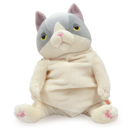 Mochi Neko Large Gray/White Hachiware Cat Japanese Plush