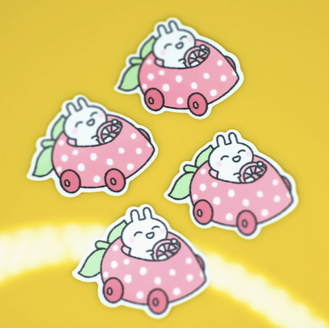 Miki the Bunny Strawberry Buggy Sticker