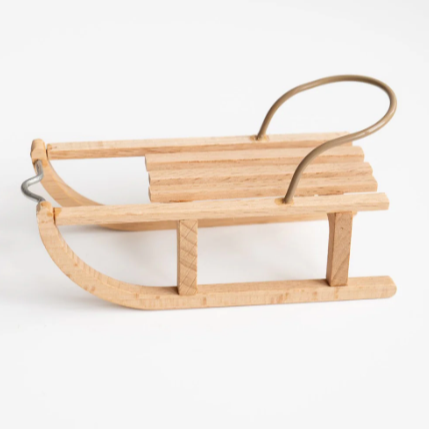 Winter Mouse Wooden Sled