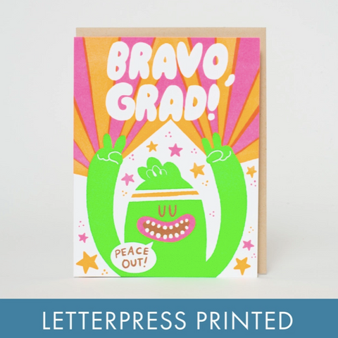 Graduation Congrats Monster Letterpress Greeting Card