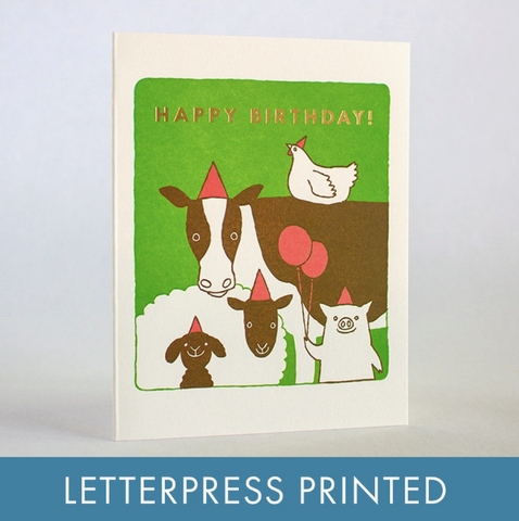 Farm Birthday Letterpress Greeting Card