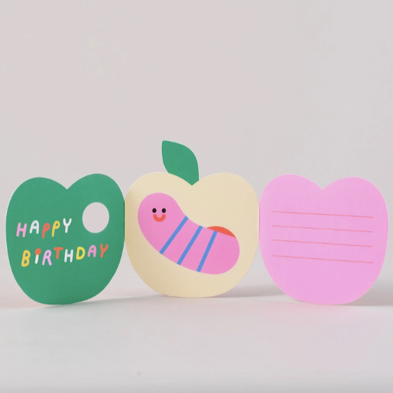 Apple Fold Out Kid's Birthday Card