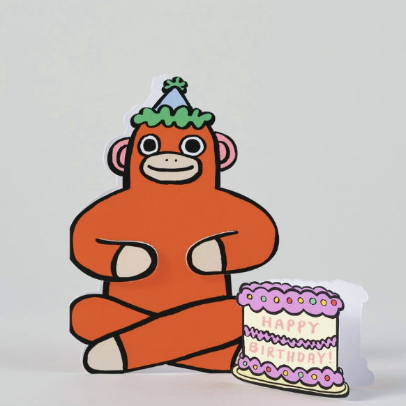 Monkey with Mini Card' Kid's Greeting Card