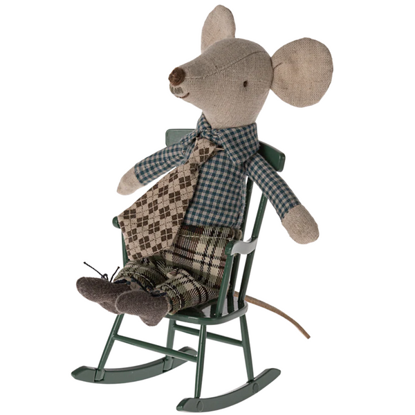 Maileg Rocking Chair, Mouse in Dark Green