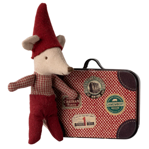 Christmas Baby Mouse In Suitcase by Maileg