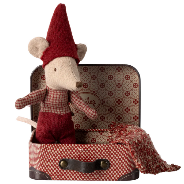 Christmas Baby Mouse In Suitcase by Maileg