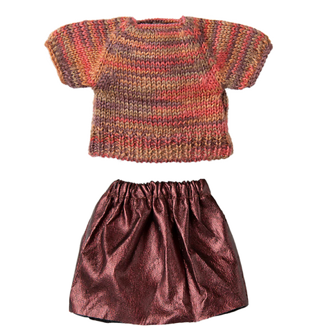 Clothes for Maileg Mum Mouse - Skirt & Knitted Blouse