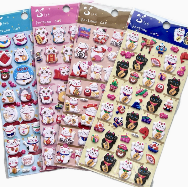 Welcome Cat Puffy Stickers