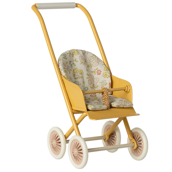 Maileg Micro Baby Mouse Stroller - Yellow