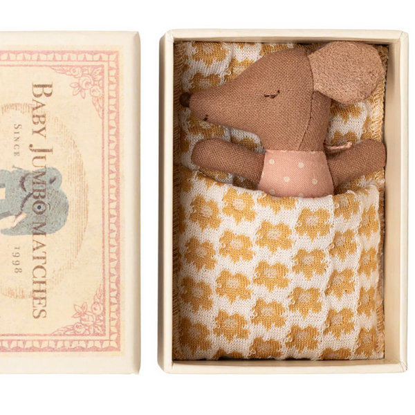 Maileg Sleepy Wakey Baby Mouse - Rose