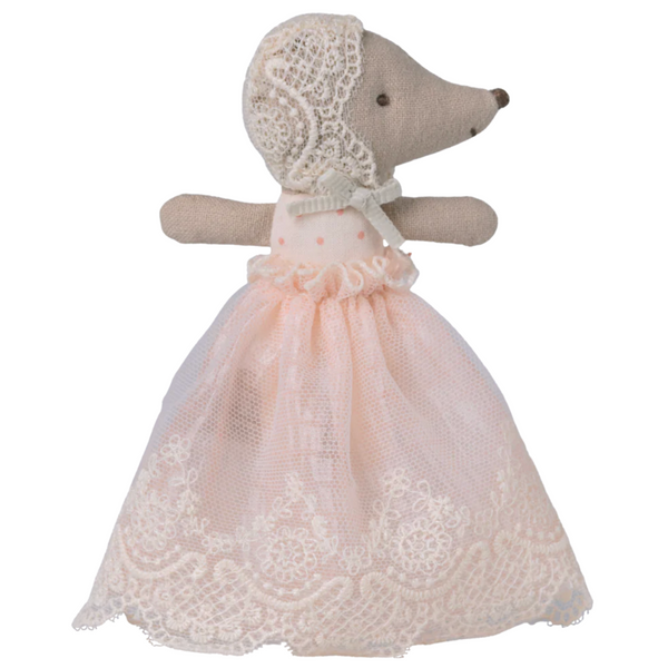 Maileg Baby Mouse in gown - powder