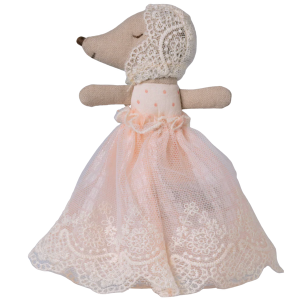 Maileg Baby Mouse in gown - powder