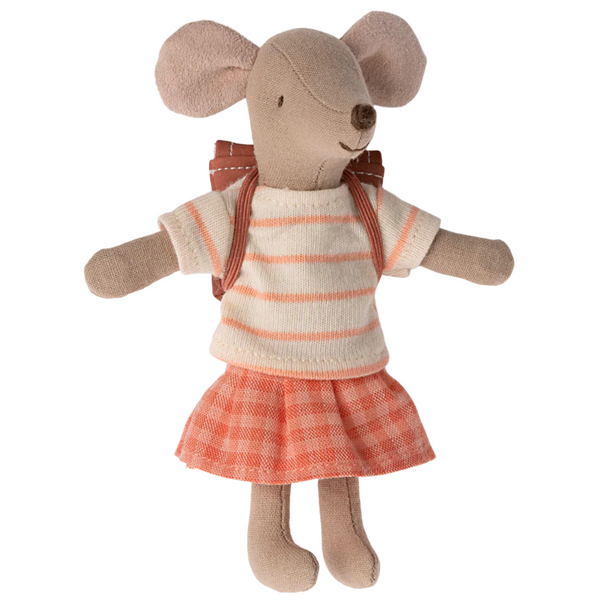 Maileg Big Sister Tricycle  Mouse - coral