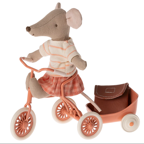 Maileg Big Sister Tricycle  Mouse - coral