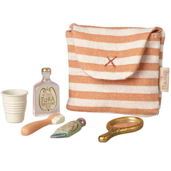 Maileg Mouse Toiletry Bag - coral stripe