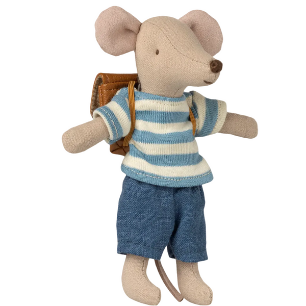 Maileg Big Brother Tricycle  Mouse with bag - brown