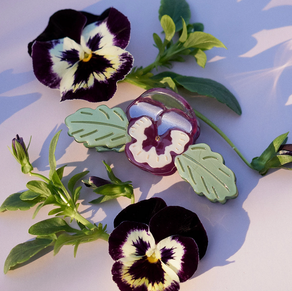 Wild Pansy Mini Claw - Small Acetate Purple Flower Hair Clip