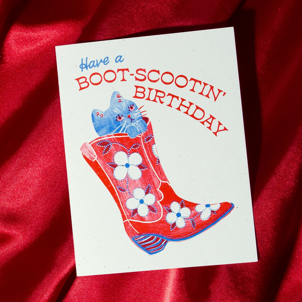 Boot-Scootin' Birthday - Risograph Card