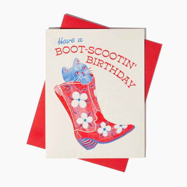 Boot-Scootin' Birthday - Risograph Card