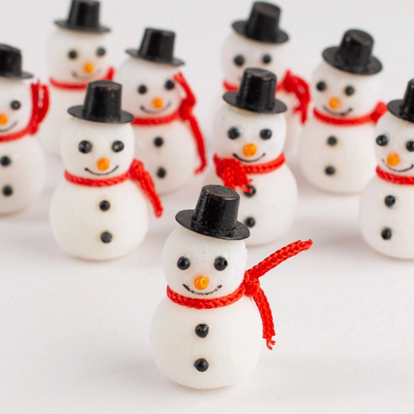 Miniature Flocked Snowmen - 1 1/2"