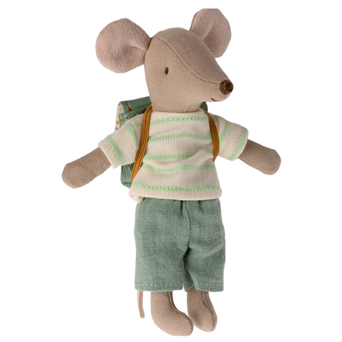 Maileg Big Brother Tricycle  Mouse with bag in Mint