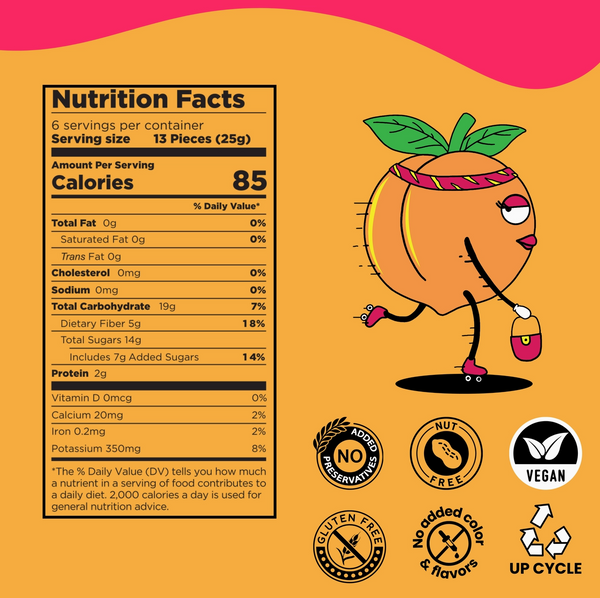 Pretty Peach - Natural Fruit Snacks - Dried Fruit Bites