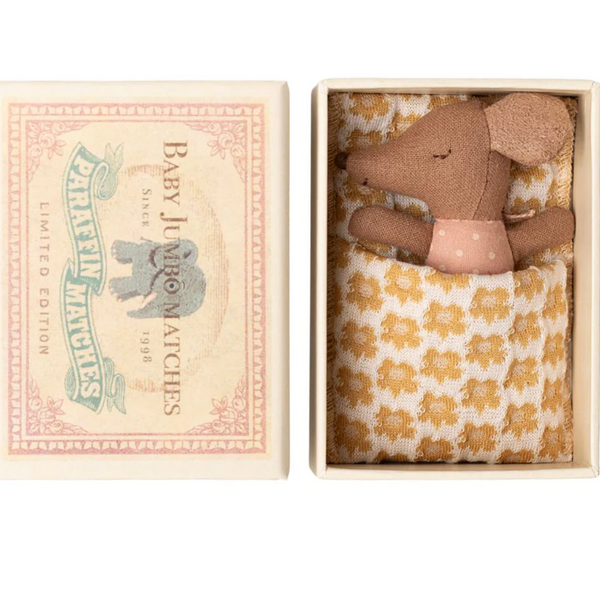 Maileg Sleepy Wakey Baby Mouse - Rose