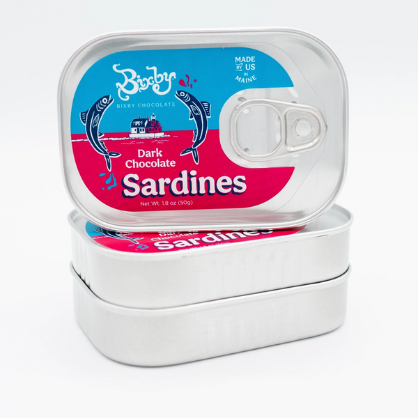 Chocolate Sardines in a Can by Bixby of Maine