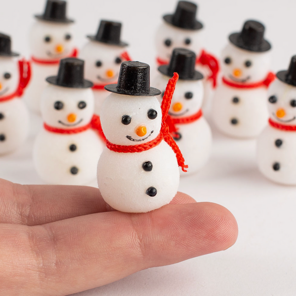 Miniature Flocked Snowmen - 1 1/2"