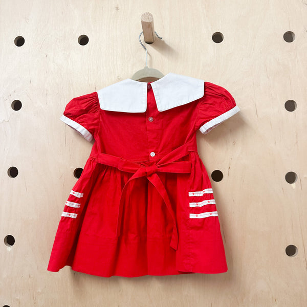Vintage 1950s Red Sailor Dress / 3T