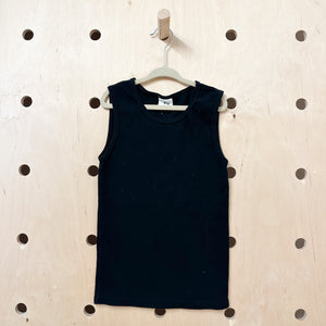 Vintage 1980s Basic Black Tank Top / 10-11yr