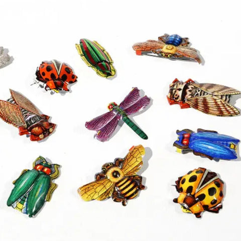 Tin Litho Insect Pins from Japan