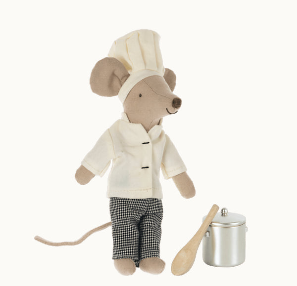 Maileg Chef Mouse with Soup Pot and Spoon