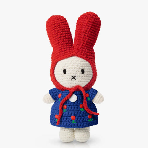 Miffy With Blue Tulip Dress and Red Cap Crochet Toy by Just Dutch