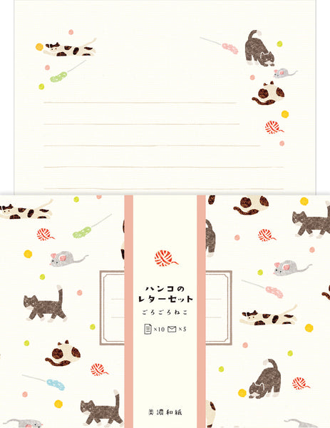 Japanese Hanko Writing Papers & Envelope - Cats and Mice