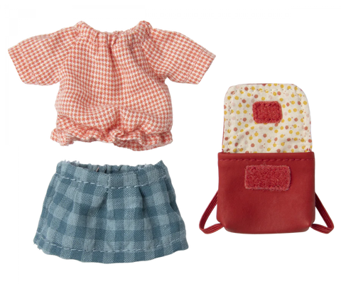 Clothes & Bag for Maileg Big Sister Mouse - Red