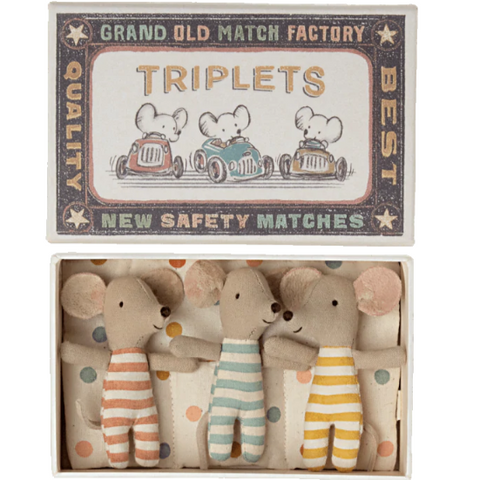 Maileg Triplet Baby Mice in box