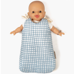 Minikane Cotton Sleep Sack For Babies Collection Dolls (Blue Gingham)