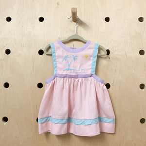 Vintage Pink Vacation Pinafore Dress / 2T