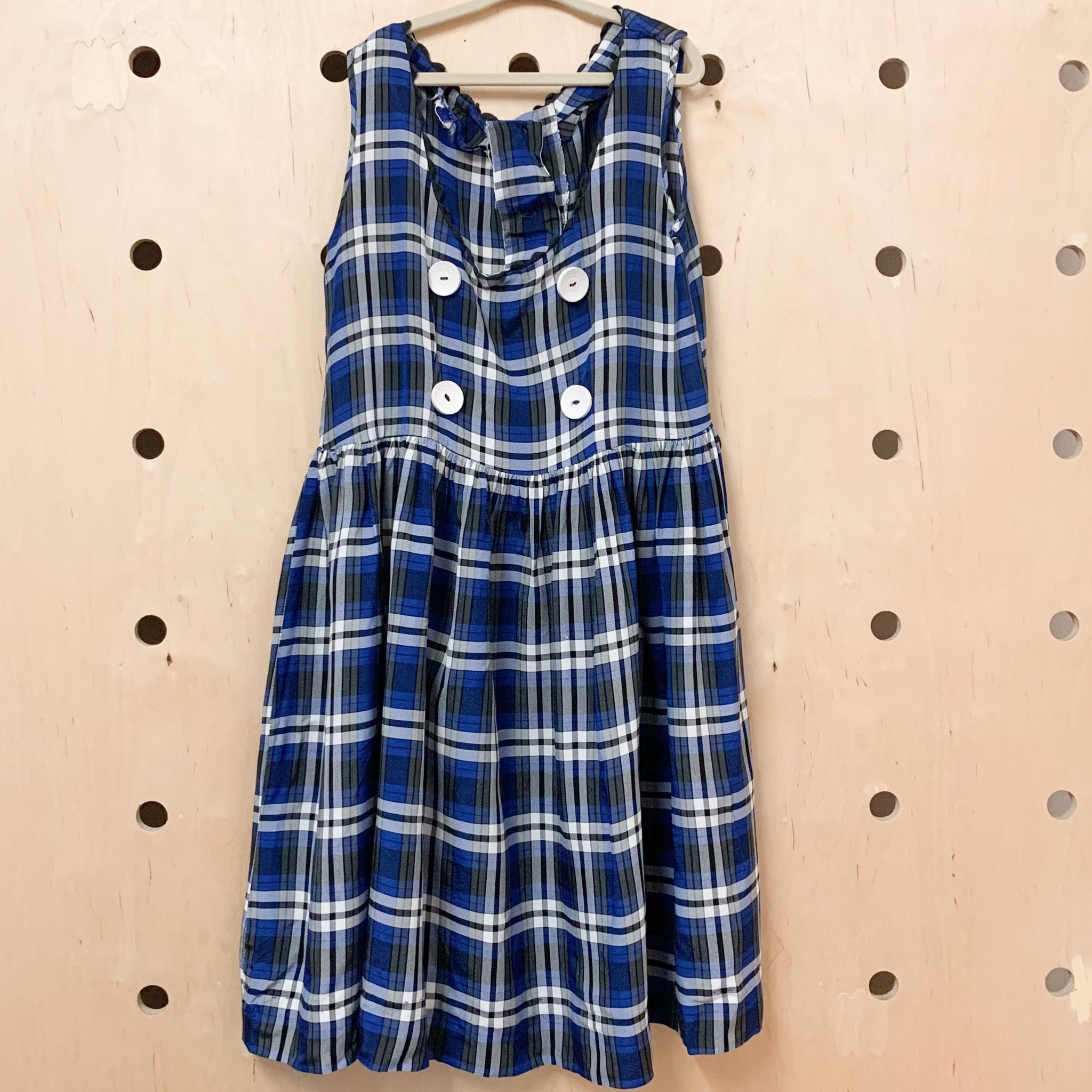 Vintage 1950s Blue Plaid Dress / 10x