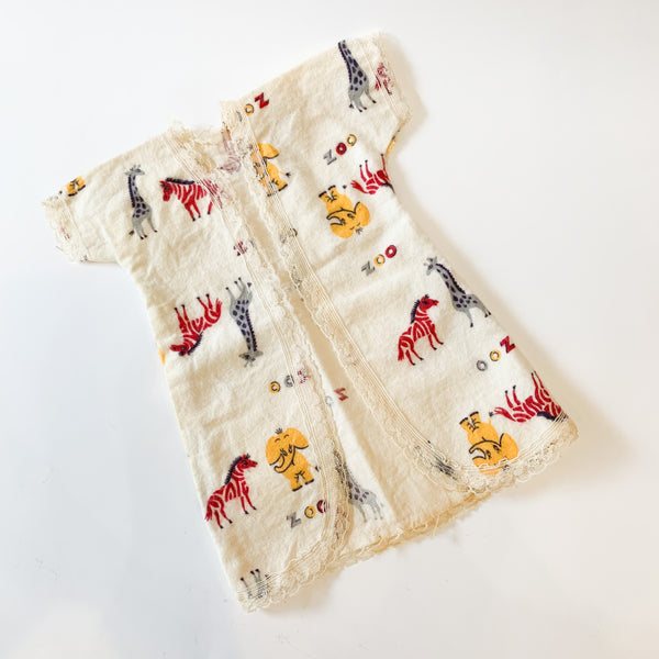Vintage 1950s Zoo Novelty Print Doll Flannel Robe (fit Minikane Gordis dolls)