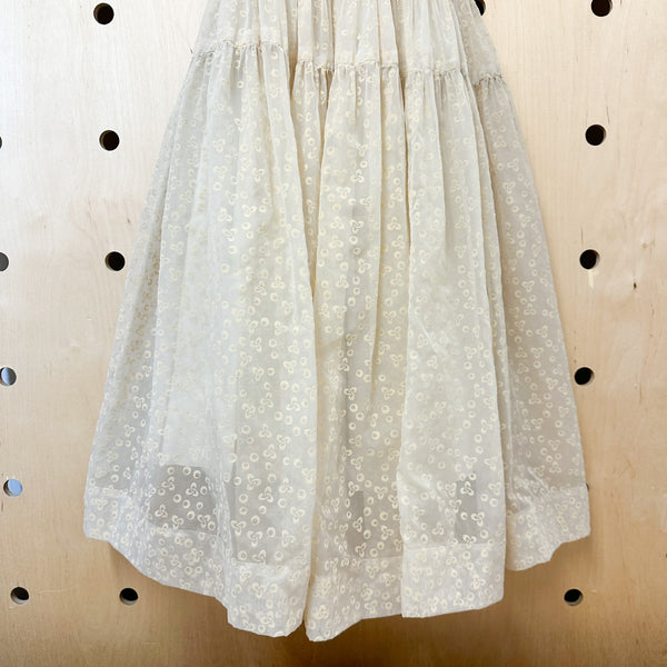Vintage 1940s Sheer Flocked Maxi Dress / 8-10x